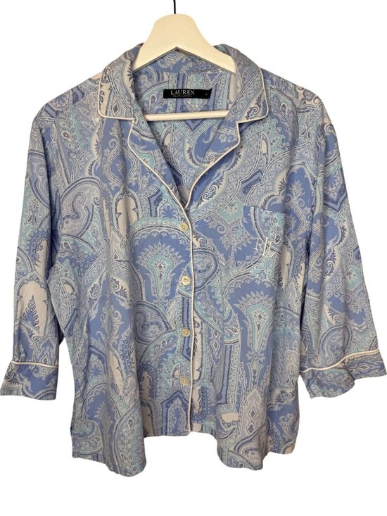 Lauren Ralph Lauren Other - Lauren Ralph Lauren Women's Blue Paisley Button Front Pajama Sleep Top XL